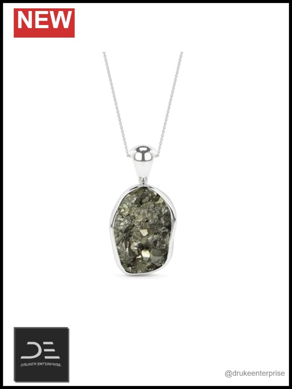 Natural Raw Pyrite Pendant Necklace Sterling Silver Birthstone Jewelry Gift